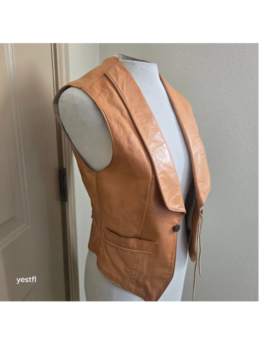 Vintage Ralph Lauren Western Wear Lambskin Leather Vest in Terracotta Brown M